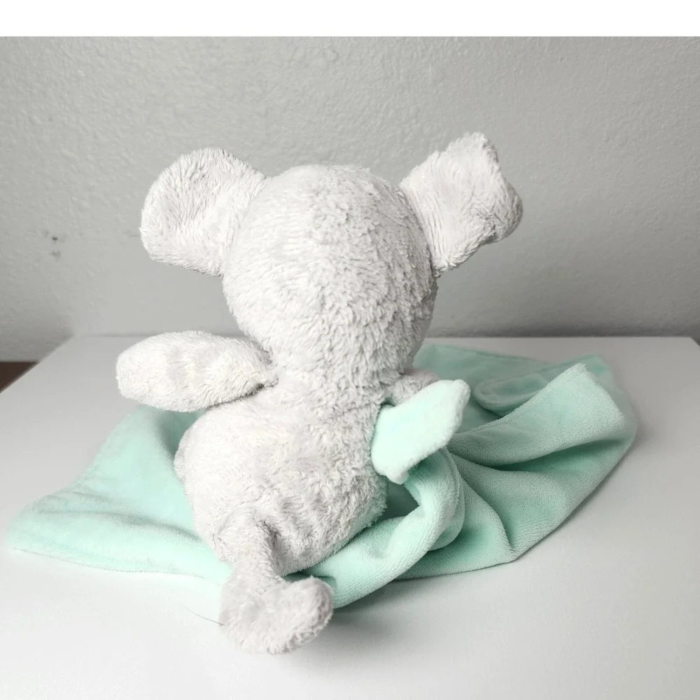 Carters Gray Mouse Green Security Blanket Rattle Lovey Heart Nose Plush